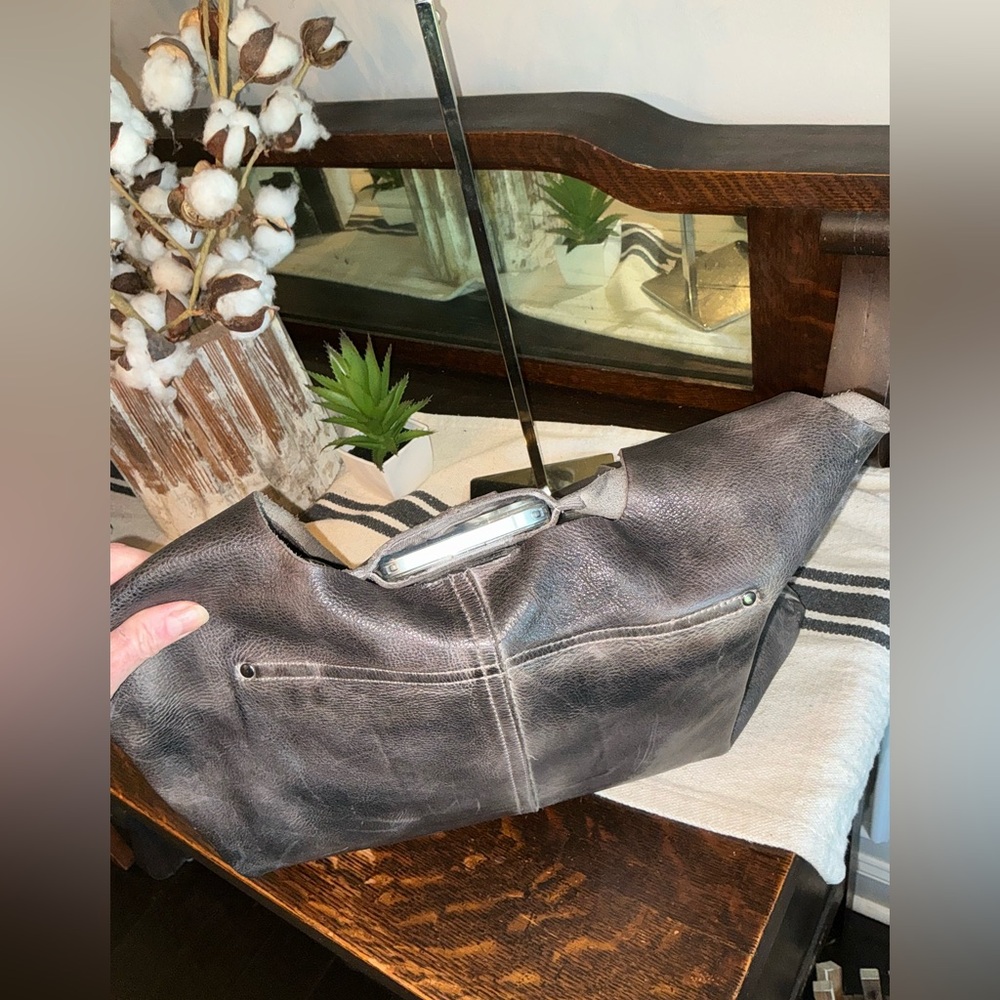 Bed Stu Leather Ariel Hobo Slouch Shoulder Bag Black Dip Dyed Retail $245 - Picture 8 of 14